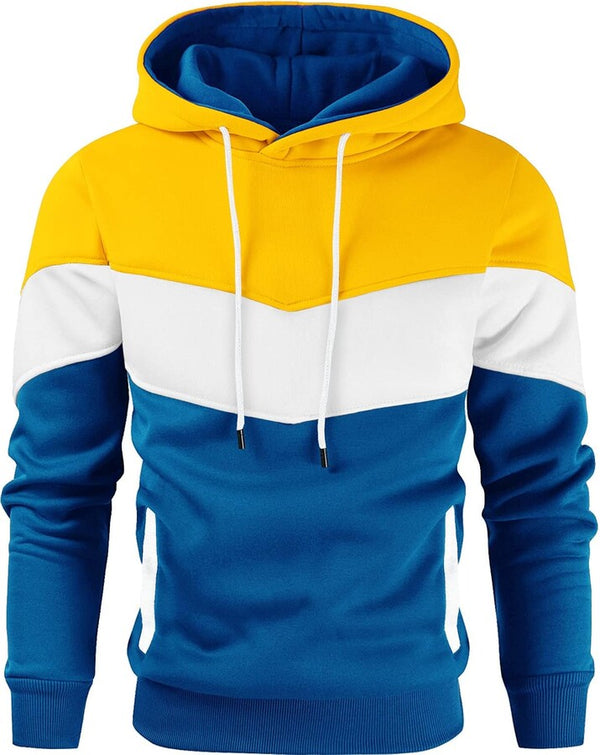 Men's Tricolor Chevron Pattern Hoodie - Contemporary Streetwear
